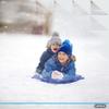 Superio Round Snow Saucer Sleds- Plastic Disc Sleds for Kids and Adults- Heavy Duty Sled Discs with Handles for Downhill Sledding, Winter Outdoor Sports (Blue-Fuchsia, 26 Inch) view 3