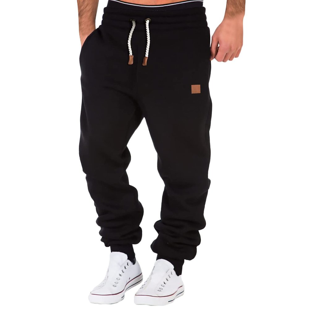 XUETON Fleece Sweatpant for Men Slim Fit Tapered Leg Gym Running Workout Pants Athletic Drawstring Joggers with Pockets(Black,3X-Large)