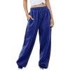 XUETON 2023 Fashion Cinch Bottom Sweatpants for Women High Waisted Workout Athletic Joggers Baggy Lounge Pants with Pockets(Blue,Medium) view 2