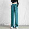 XUETON Womens High Waisted Pockets Work Office Palazzo Wide Leg Pants Button Casual Stretchy Sports Athletic Lounge Trousers(Blue,Medium) view 2