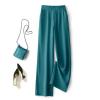 XUETON Womens High Waisted Pockets Work Office Palazzo Wide Leg Pants Button Casual Stretchy Sports Athletic Lounge Trousers(Blue,Medium) view 3