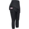 XUETON Womens Tennis Skirted Leggings with Pockets Capris Yoga Leggings with Skirts Active Workout Athletic Golf Yoga Pants Tights(Black,XX-Large) view 1