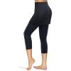 XUETON Womens Tennis Skirted Leggings with Pockets Capris Yoga Leggings with Skirts Active Workout Athletic Golf Yoga Pants Tights(Black,XX-Large) view 3