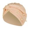 Head Turbans for Women Faux Pearl Fashion Pretwisted Hair Wraps Beanies Pleated Stretchy Comfortable Headscarf Caps Khaki view 1