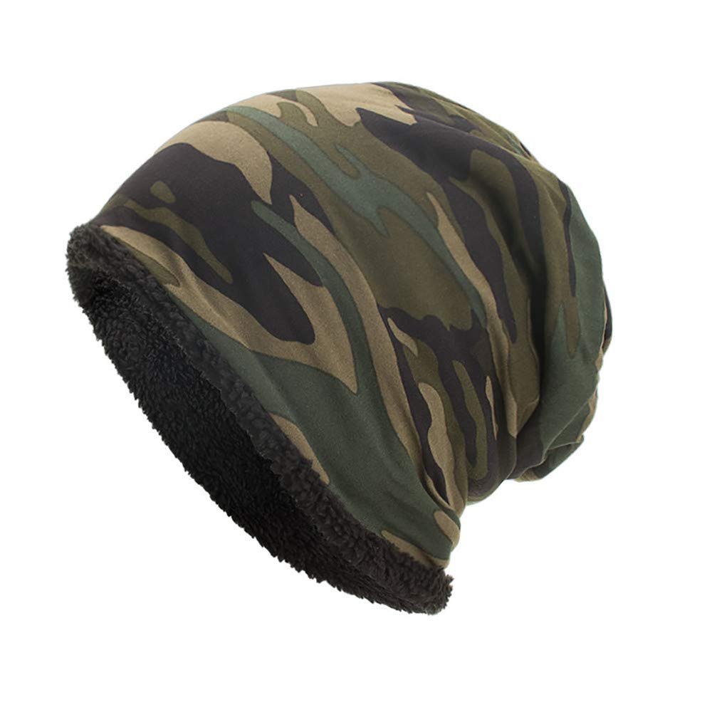 Mens Camo Beanie Hats Sherpa Fleece Lined Thermal Slouchy Beanies Outdoor Ski Snow Thick Warm Winter Hats for Women
