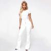 XUETON Bell Bottom Jeans for Women Plus Size Ripped High Waisted Classic Stretchy Bootcut Flared Denim Pants(White,4X-Large) view 2