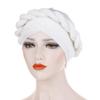 African Turbans for Women Head Wraps Cotton Soft Stretch Beanie Hats Comfortable Twisted Braid Headscarf Headwear for Girls White view 2