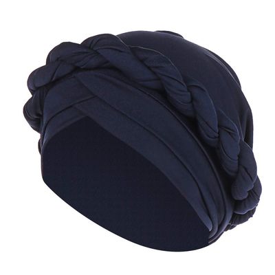 African Turbans for Women Head Wraps Cotton Soft Stretch Beanie Hats Comfortable Twisted Braid Headscarf Headwear for Girls Navy