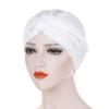 Head Turbans for Women Faux Pearl Fashion Pretwisted Hair Wraps Beanies Pleated Stretchy Comfortable Headscarf Caps White view 2