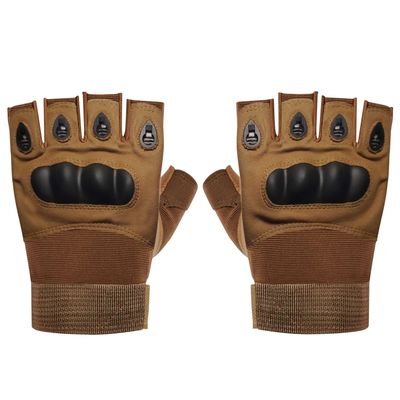 BaHoki Essentials Fingerless Training Gloves - Neoprene Material with Non Slip Fabric Palm Grip - Climbing Gloves (Tan, X-Large)