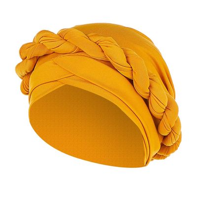 African Turbans for Women Head Wraps Cotton Soft Stretch Beanie Hats Comfortable Twisted Braid Headscarf Headwear for Girls Yellow