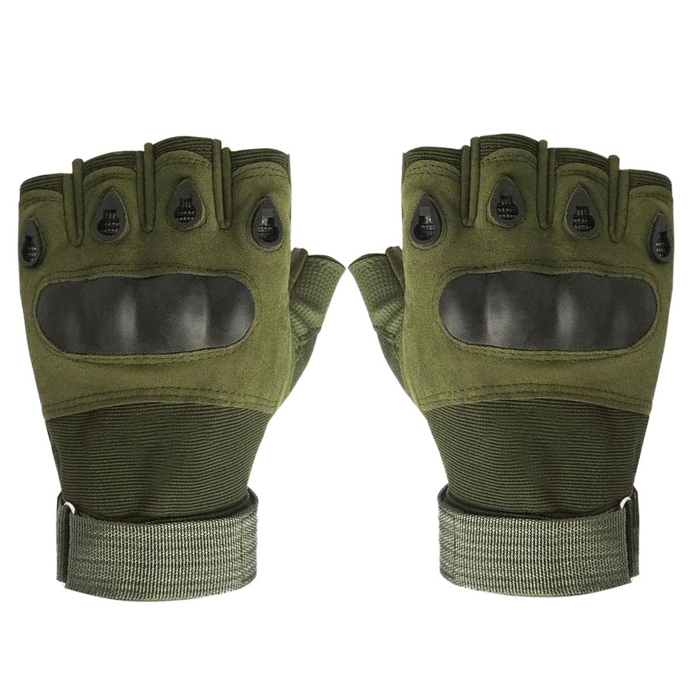 BaHoki Essentials Fingerless Training Gloves - Neoprene Material with Non Slip Fabric Palm Grip - Climbing Gloves (Green, X-Large)