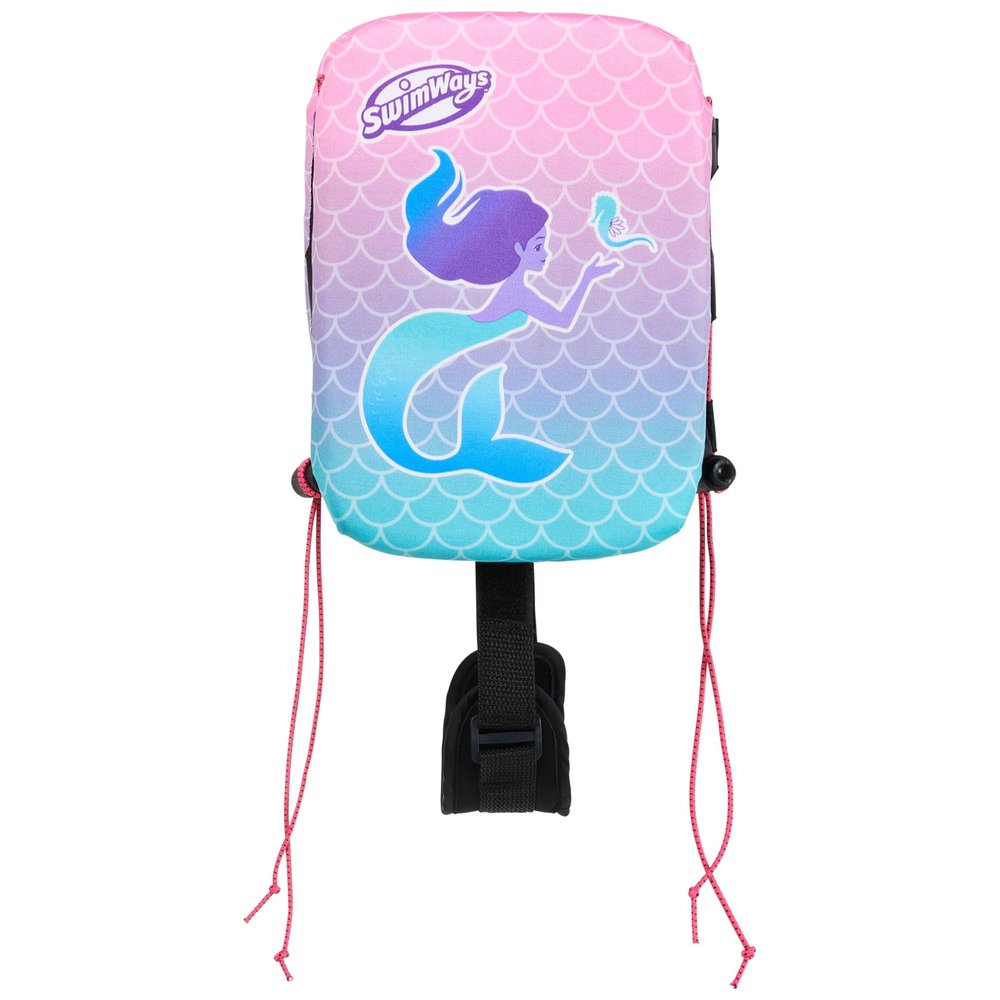 SwimWays Power Swimr Outdoor Pool Swim Vest for Kids, Adjustable Kid Pool Float for Swim Training, Medium Pink Mermaid