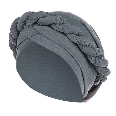 African Turbans for Women Head Wraps Cotton Soft Stretch Beanie Hats Comfortable Twisted Braid Headscarf Headwear for Girls Grey