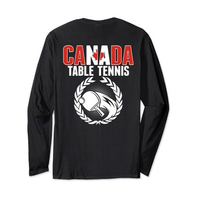 Proud Canada Table Tennis Fan Jersey Canadian Flag Ping Pong Long Sleeve T-Shirt
