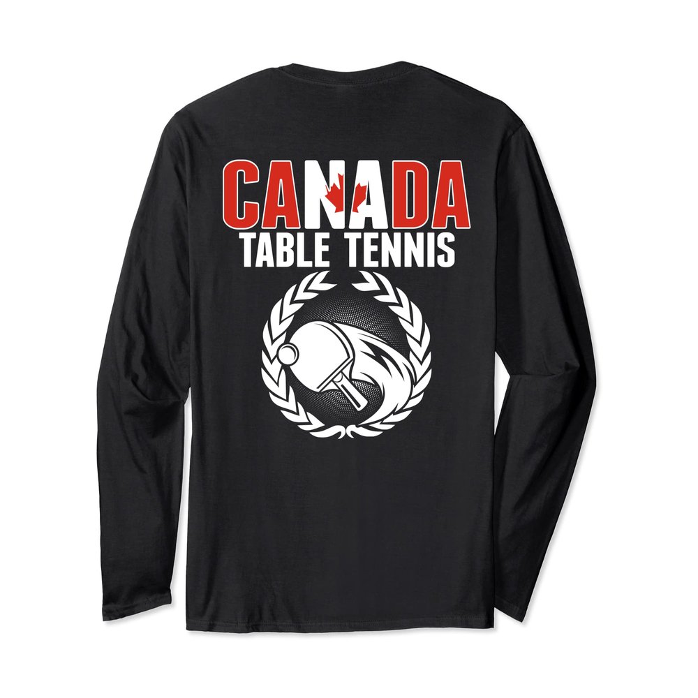 Proud Canada Table Tennis Fan Jersey Canadian Flag Ping Pong Long Sleeve T-Shirt
