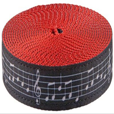 Country Brook Design - Sheet Music Ribbon on Red Nylon Webbing (1 Inch, 10 Yards)