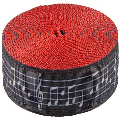 Country Brook Design - Sheet Music Ribbon on Red Nylon Webbing (1 Inch, 10 Yards)