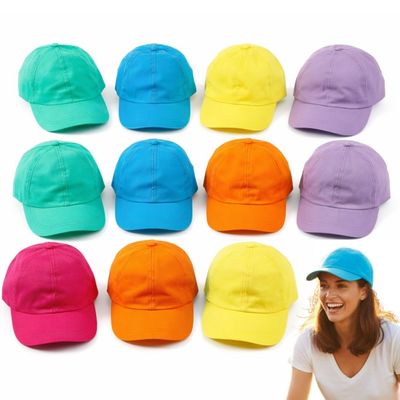 Bright Pastel Baseball Caps - 12 Pieces Multicolor