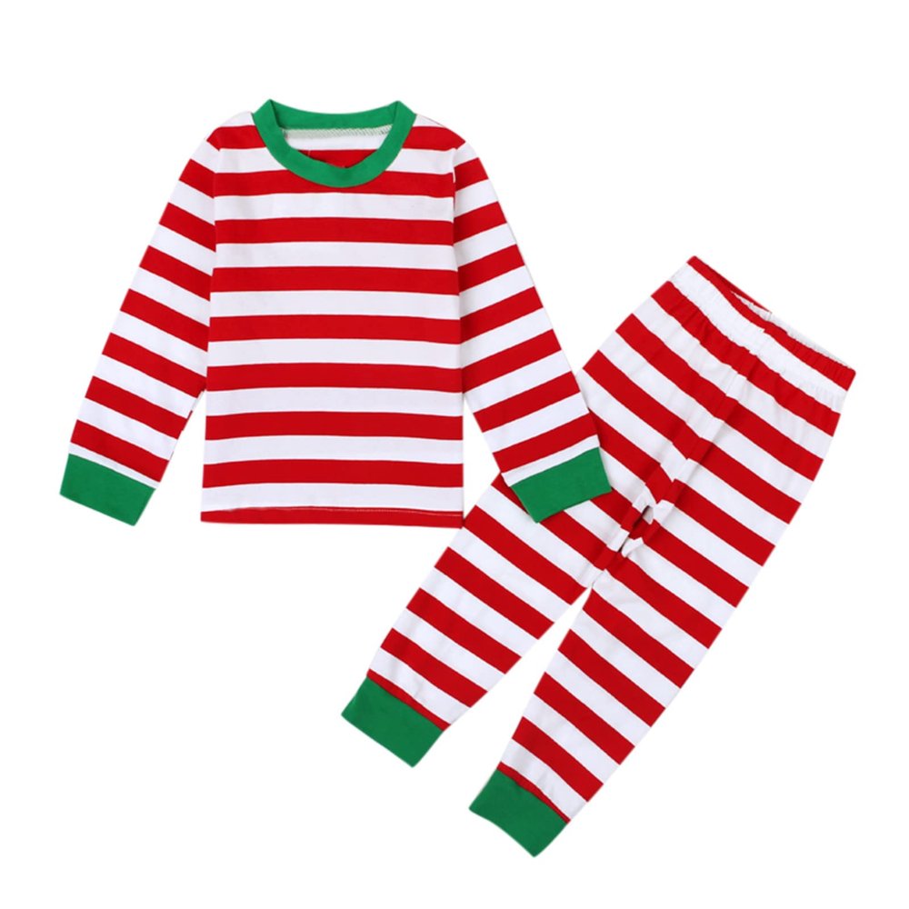 Ikevan Toddler Kids Baby Boys Girls Suit PJ's Pajamas Christmas Sleepwear Striped T-shirt Pants Outfits Boys Fleece Robe Size