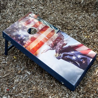 Amish-Made Poly Outdoor Cornhole Set, Patriotic Flag Design