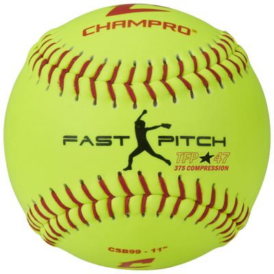 Champro 11 Unaffiliated Practice Fastpitch Softballs, Optic Yellow Leather Cover, Pack of 12