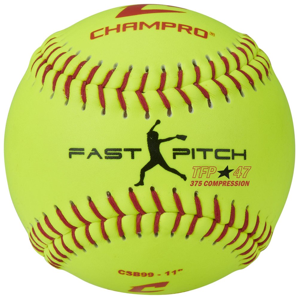 Champro 11 Unaffiliated Practice Fastpitch Softballs, Optic Yellow Leather Cover, Pack of 12