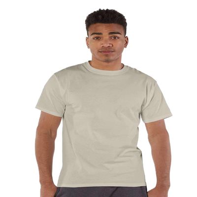 Champion Mens Short Sleeve T-Shirt, S, Sand