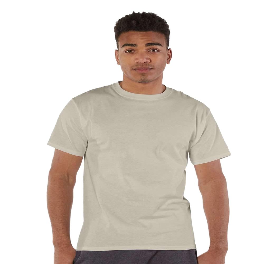 Champion Mens Short Sleeve T-Shirt, S, Sand