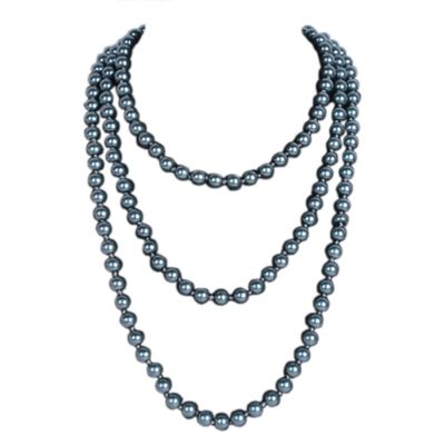 1920s Long Fake Pearls Strand Necklace Layered Retro Vintage Imitation Round Beaded Ball for Women Flapper Party Wedding Costume Party Halloween Jewelry Mother's Day Gift-Gray
