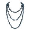 1920s Long Fake Pearls Strand Necklace Layered Retro Vintage Imitation Round Beaded Ball for Women Flapper Party Wedding Costume Party Halloween Jewelry Mother's Day Gift-Gray view 1