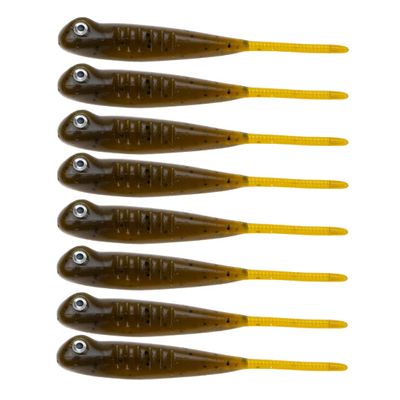 BAITFUEL Drifter Minnow Infused with Supercharged X55 Formula Gel: Fish Scent Technology with Powerful Attractants | 3.75-Inch, Green Pumpkin (PN: X75505)