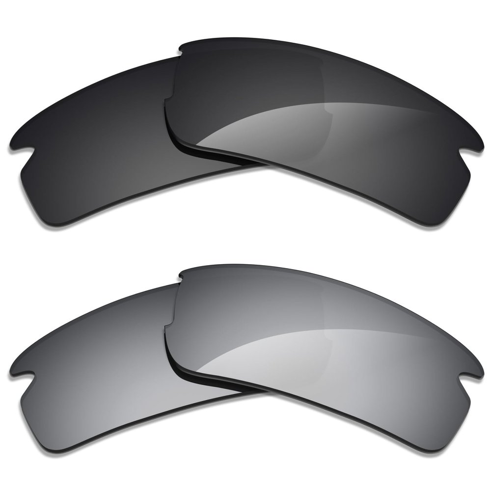 Alphax 2 Pair Polarized Replacement Lenses for Oakley Flak 2.0 XL OO9188 59mm Sunglasses- Black+Titanium