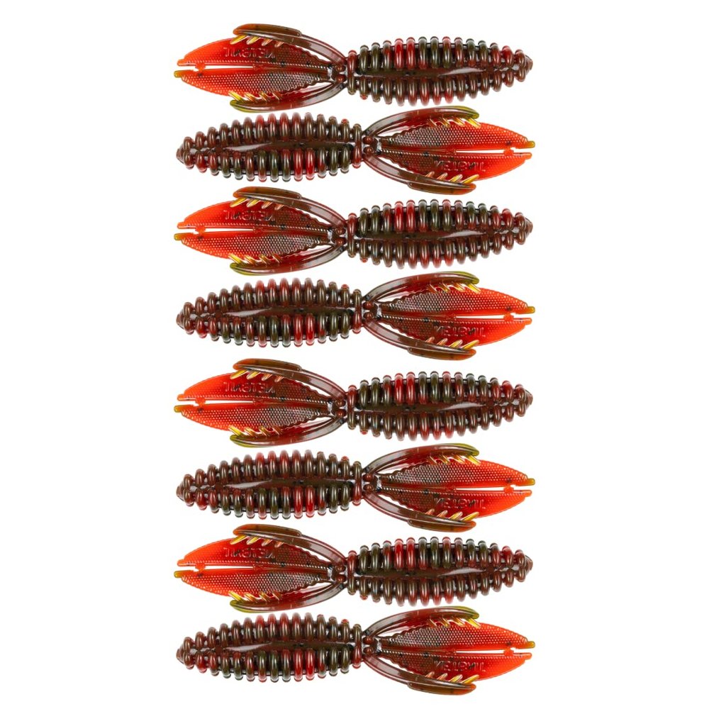 BAITFUEL B Bug Infused with Supercharged X55 Formula Gel: Fish Scent Technology with Powerful Attractants | 4.3-Inch, Green Pumpkin TX Red Swirl (PN: X48626)