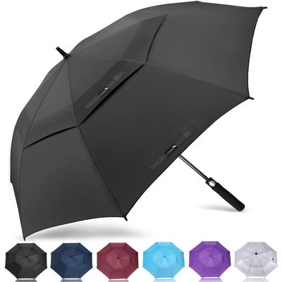 ZOMAKE Golf Umbrella Windproof, Extra Large Oversized Heavy Duty Double Canopy for Rain, Sports Games & Push Cart(51inch,Black)