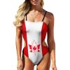 Canadian Flag Swimwear Women's Two Piece Summer Thong Bikini Swimwear Sexy Backless Triangle One Piece Bikini Set view 1