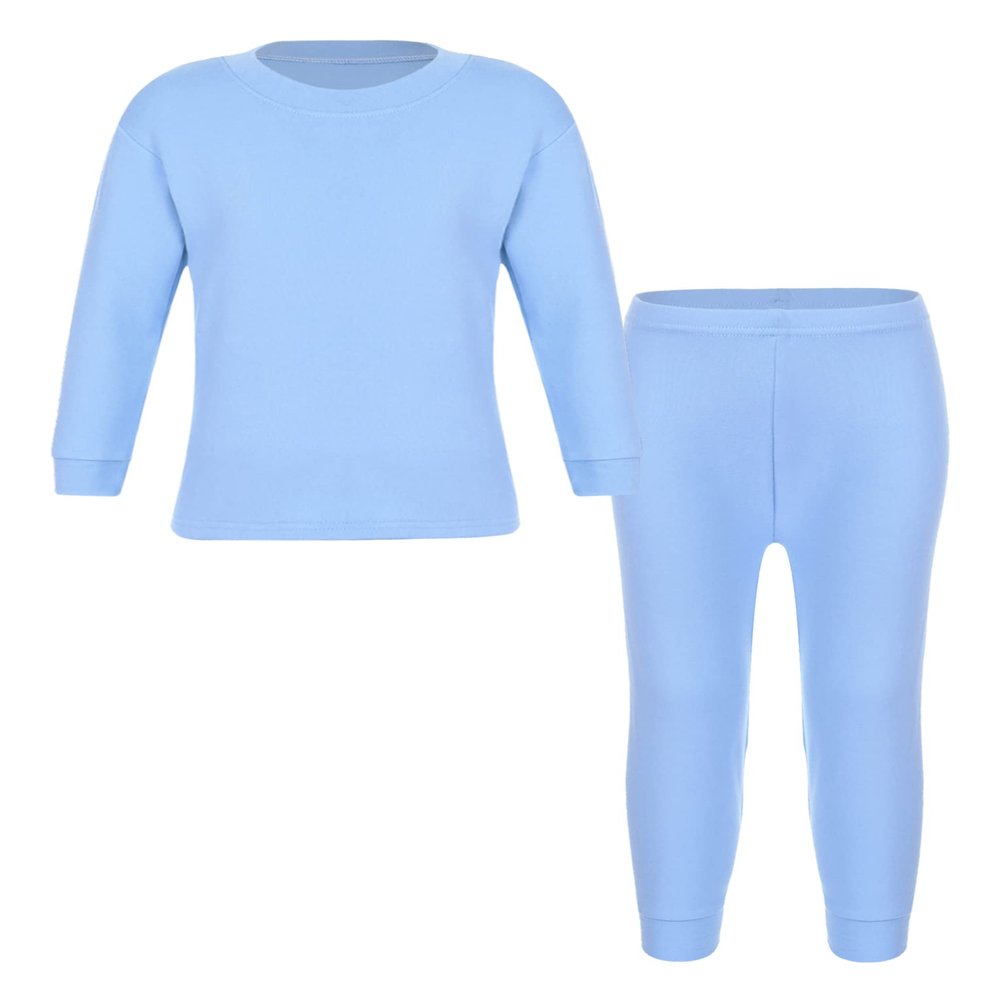Hansber Unisex Kids Thermal Underwear Set for Boys Girls Long Johns Base Layer Tops with Bottoms Sky,Blue 5-6 Years