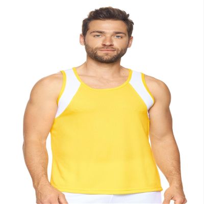 Expert Brand USA-Made Men's Oxymesh Dry Fit Athletic Tank Top Muscle Shirt Yellow/White