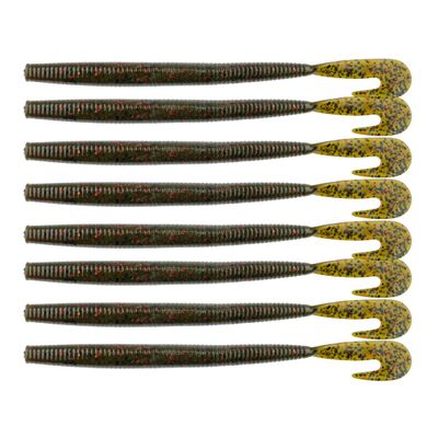 BAITFUEL Mega Bopper Infused with Supercharged X55 Formula Gel: Fish Scent Technology with Powerful Attractants | 7.7-Inch, Green Pumpkin Red (PN: X86530)