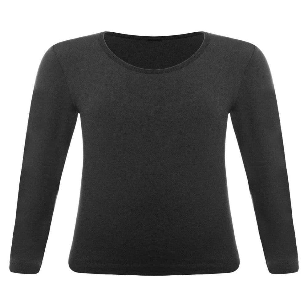 Hansber Kids Girls Boys Compression Base Layer Thermal Underwear Tops Stretchy Nylon Long Sleeve Undershirts Type B(Black) 10-12