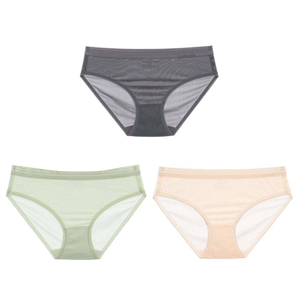 3-Pack Women's Underwear Ice Silk Traceless Thin Breathable Panties Girl Sexy Lace Mid Waist Cotton Cotton Bottom Crotch Briefs (Color : 3PCS Style 18, Size : Large)