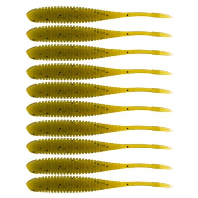 BAITFUEL Flat Sided Shad Infused with Supercharged X55 Formula Gel: Fish Scent Technology with Powerful Attractants | 3.5-Inch, Green Pumpkin Watermelon (PN: X79528)