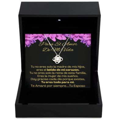 Love Knot Silver Necklace Luxury Box Cadenita para mujer, regalo para esposa con collar de nudo de amor de plata original para navidad o aniversario