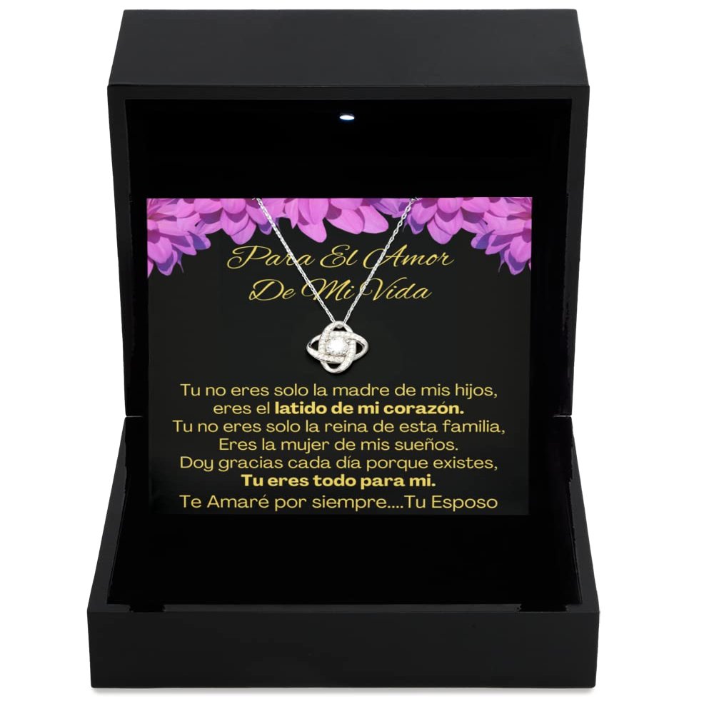 Love Knot Silver Necklace Luxury Box Cadenita para mujer, regalo para esposa con collar de nudo de amor de plata original para navidad o aniversario