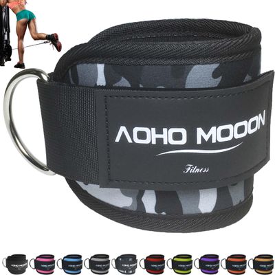 AOHO MOOON Comfortable Adjustable Ankle Straps for Cable Machines Women, Gym Workout Leg Strap, Ankle Cuffs for Glute Workouts, Foot Straps for Kickback, One Size Fit All with D Ring
