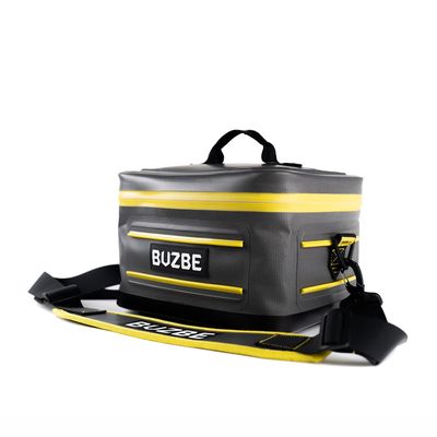 BUZBE Empty Swarm 15 Modular Tackle Bag, Premium Waterproof Tackle Bag, Customizable Fishing Tackle Bag, Compact Dry Bag, Saltwater Fishing Tackle Bag, Grey and Yellow