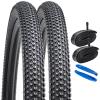 YUNSCM 2-PCS 24" Mountain Bike Tires 24 x 2.10/52-507 and 24" Heavy Duty Bike Tubes Schrader Valve Compatible with Mountain Bike 24 x 2.0 24x2.10 24x2.125 Bicycle Tires and Tubes(Y-1018) view 1