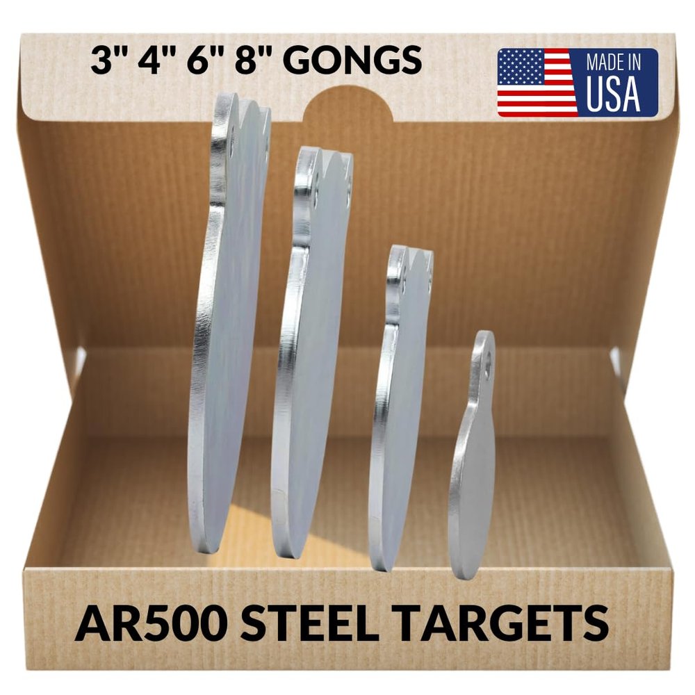 1/4 Pistol AR500 Gong Shooting Targets, Laser-Cut USA Steel Targets for Shooting, Zinc-Plated with 1/2' Mounting Holes, Ideal Shooting Targets for The Range, Resistant to Spall and Bullet Strikes