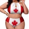 Canadian Flag Swimwear Women's Two Piece Summer Thong Bikini Swimwear Sexy Backless Triangle One Piece Bikini Set view 1