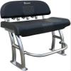 Fishmaster Pro Series Leaning Post for Center Console Fishing Boats - Deluxe Backrest, Rod Holders, Flow-Through Foam, Storage Compartment, Foldable Footrest  Black Upholstery/Polished Anodized view 1
